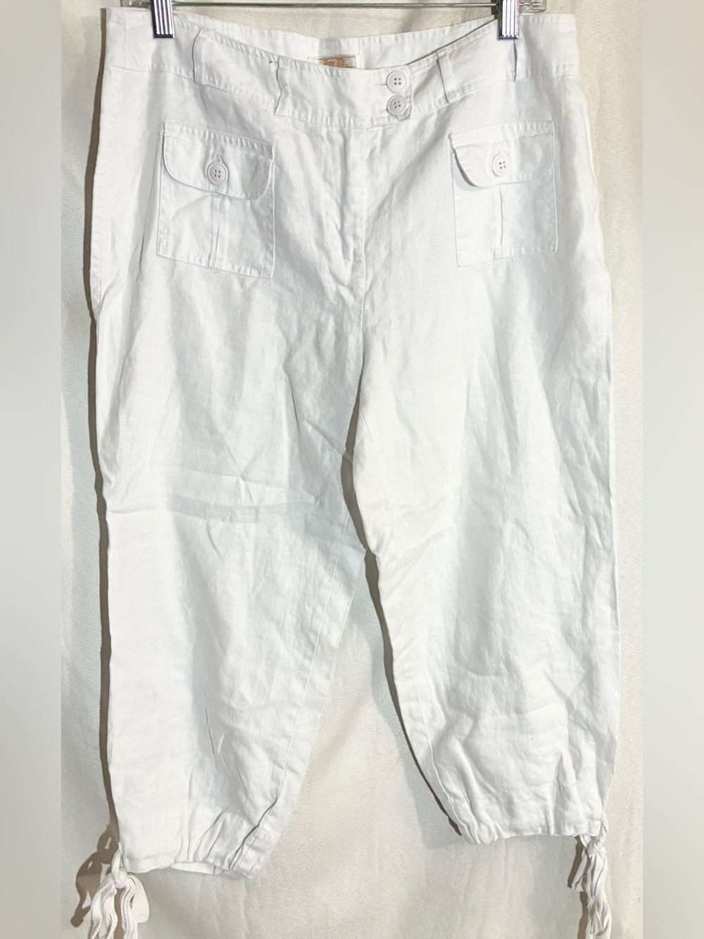 Zoe D sz 8 Linen Crop Cargo Pants Pockets Breathable Coastal Beach Culottes